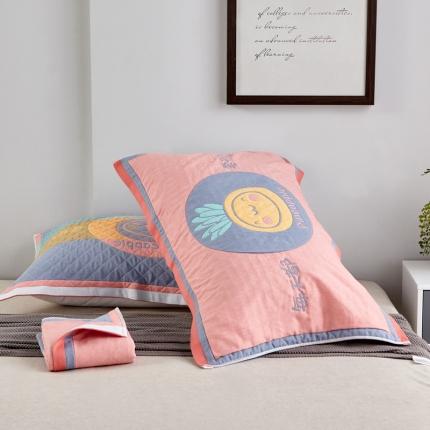 91家纺网 家纺一手货源 找家纺 朴尔 2020新款彩色糖果纯棉三层纱布枕巾 开心菠萝粉