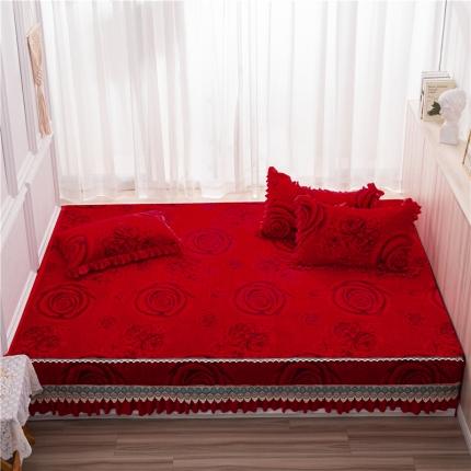 91家纺网 家纺一手货源 找家纺 冬然 2022新款牛奶绒榻榻米床盖炕盖 玫瑰之恋