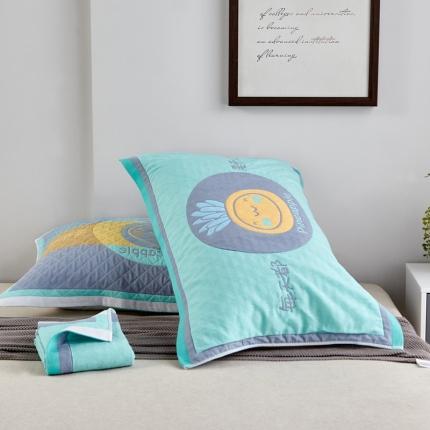 91家纺网 家纺一手货源 找家纺 朴尔 2020新款彩色糖果纯棉三层纱布枕巾 开心菠萝绿