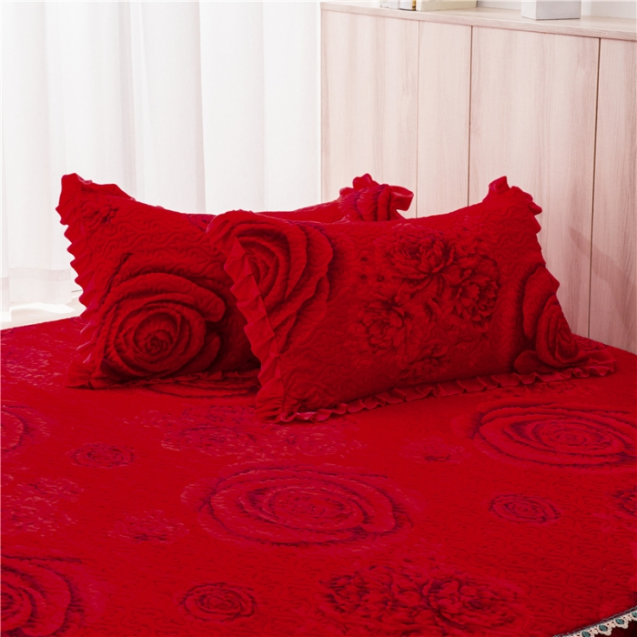 91家纺网 家纺一手货源 找家纺 冬然 2022新款牛奶绒榻榻米床盖炕盖 玫瑰之恋