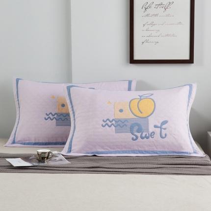 91家纺网 家纺一手货源 找家纺 朴尔 2020新款彩色糖果纯棉三层纱布枕巾 水蜜桃粉