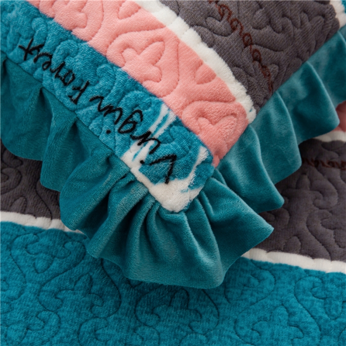 91家纺网 家纺一手货源 找家纺 冬然 2022新款牛奶绒榻榻米床盖炕盖 一生有你绿色