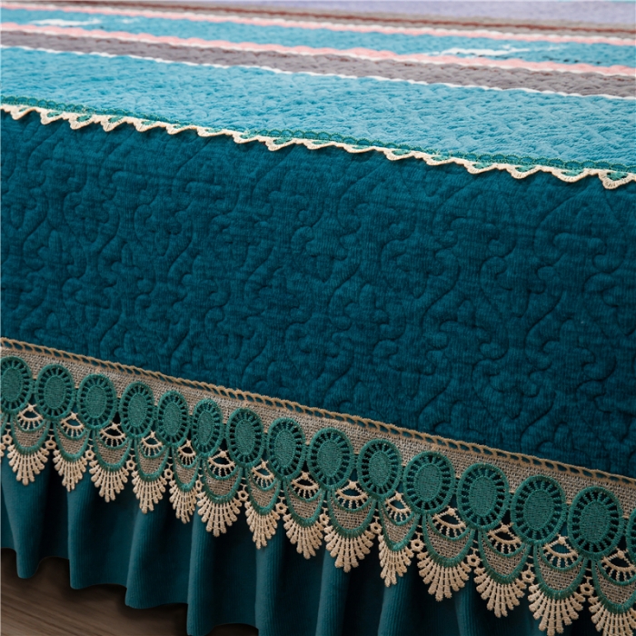 91家纺网 家纺一手货源 找家纺 冬然 2022新款牛奶绒榻榻米床盖炕盖 一生有你绿色