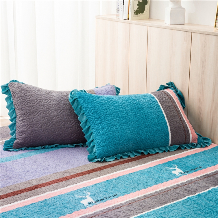 91家纺网 家纺一手货源 找家纺 冬然 2022新款牛奶绒榻榻米床盖炕盖 一生有你绿色