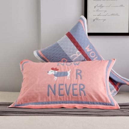 91家纺网 家纺一手货源 找家纺 朴尔 2020新款彩色糖果纯棉三层纱布枕巾 调皮狗橘色