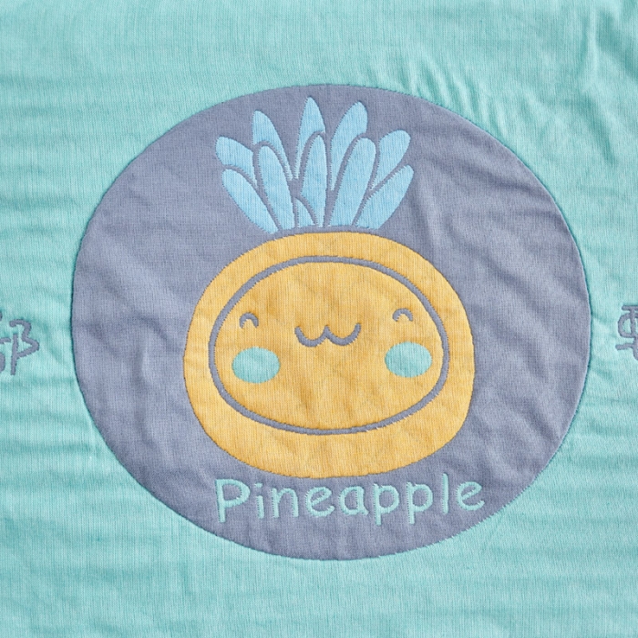 91家纺网 家纺一手货源 找家纺 朴尔 2020新款彩色糖果纯棉三层纱布枕巾 开心菠萝绿