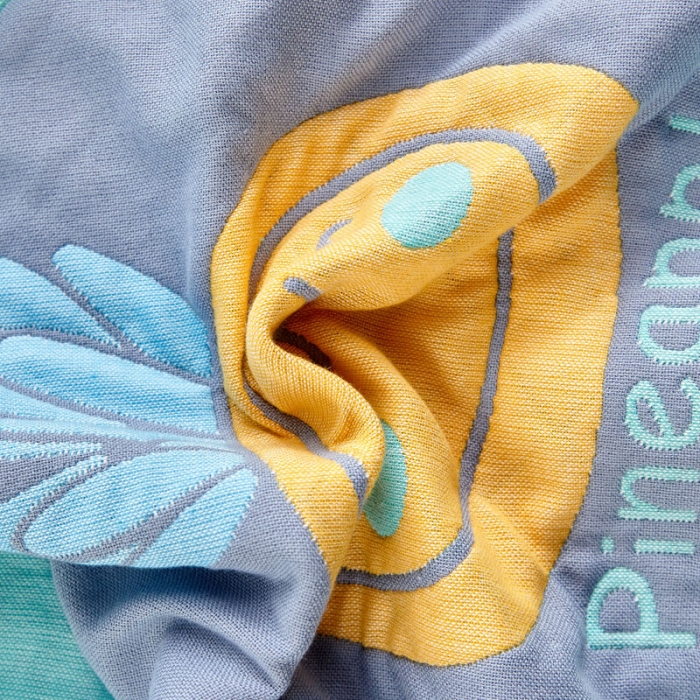 91家纺网 家纺一手货源 找家纺 朴尔 2020新款彩色糖果纯棉三层纱布枕巾 开心菠萝绿