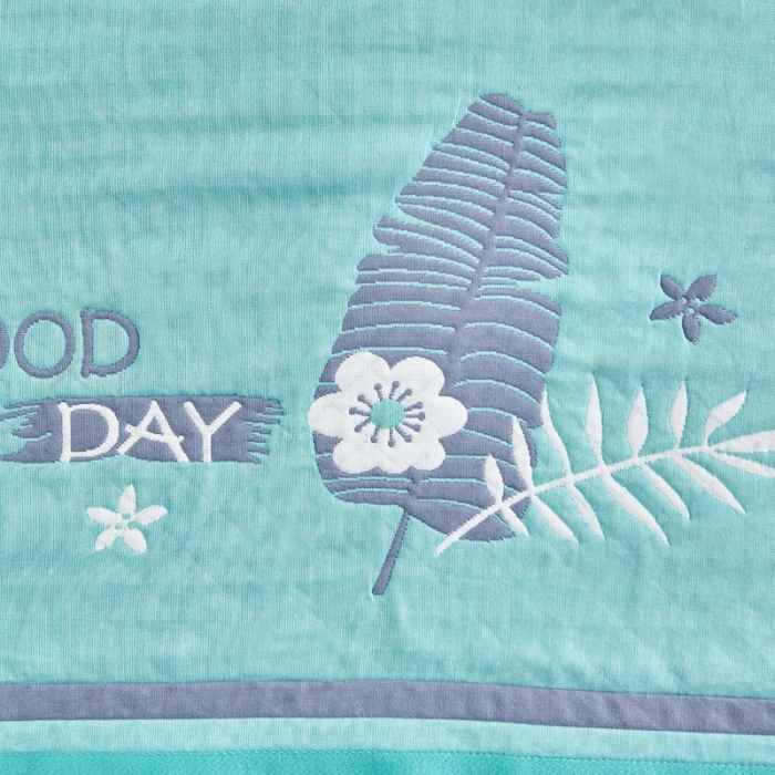 91家纺网 家纺一手货源 找家纺 朴尔 2020新款彩色糖果纯棉三层纱布枕巾 美好的一天绿