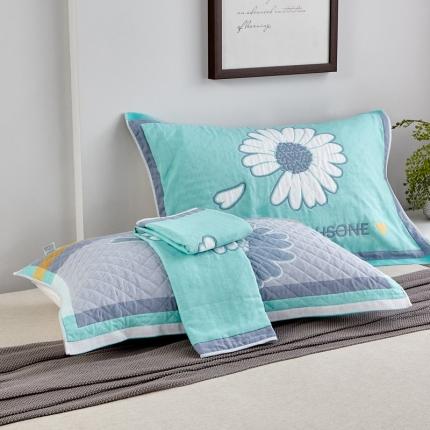 朴尔 2020新款彩色糖果纯棉三层纱布枕巾 清新甘菊绿