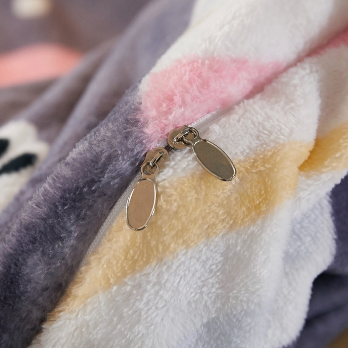 91家纺网 家纺一手货源 找家纺 迷仙巢 2020新款160克法莱绒印花四件套 白熊