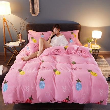 迷仙巢 2020新款160克法莱绒印花四件套 菠萝