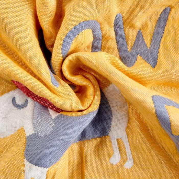 91家纺网 家纺一手货源 找家纺 朴尔 2020新款彩色糖果纯棉三层纱布枕巾 调皮狗黄色