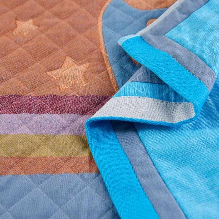 91家纺网 家纺一手货源 找家纺 朴尔 2020新款彩色糖果纯棉三层纱布枕巾 调皮胡萝卜蓝