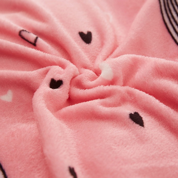 91家纺网 家纺一手货源 找家纺 迷仙巢 2020新款160克法莱绒印花四件套 粉红女郎