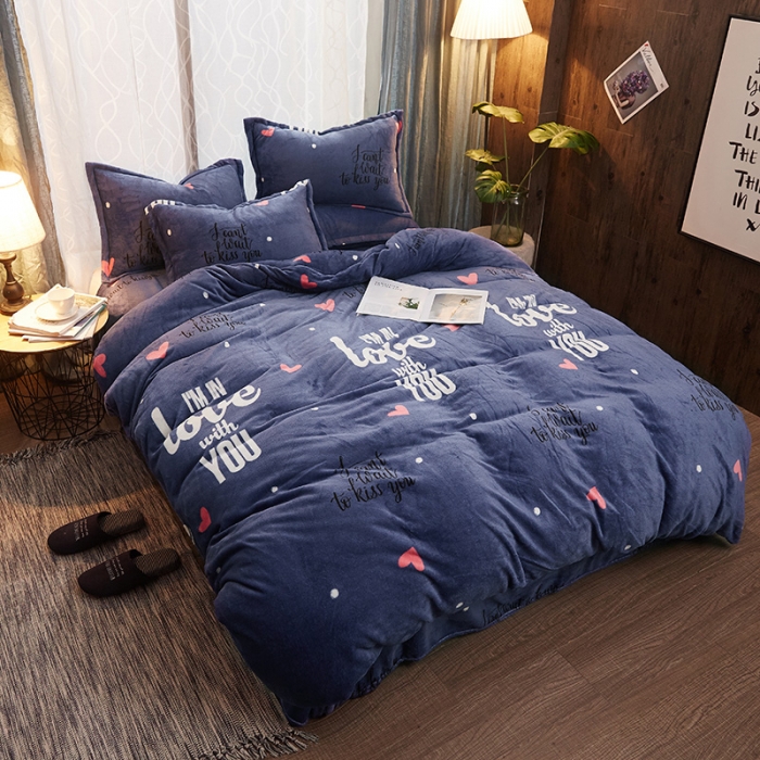 91家纺网 家纺一手货源 找家纺 迷仙巢 2020新款160克法莱绒印花四件套 浪漫星空