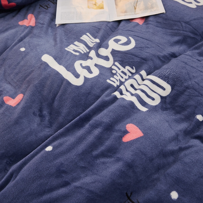 91家纺网 家纺一手货源 找家纺 迷仙巢 2020新款160克法莱绒印花四件套 浪漫星空