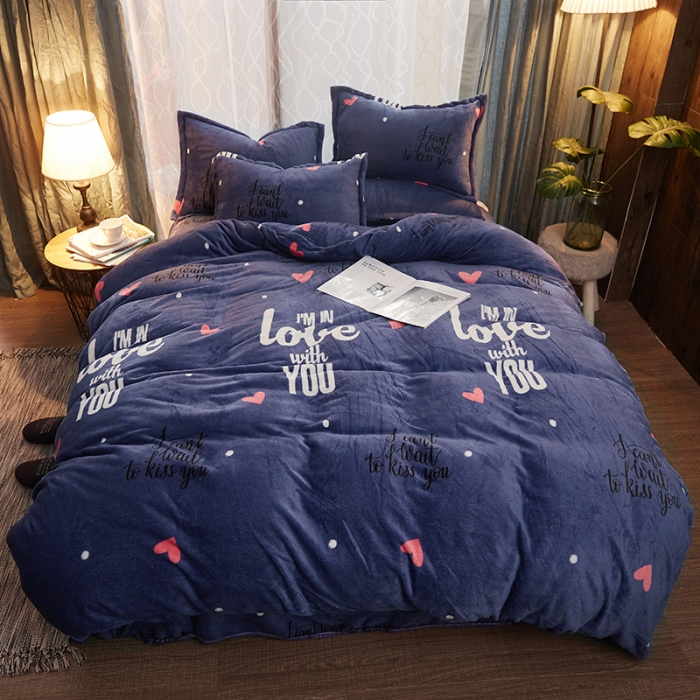 91家纺网 家纺一手货源 找家纺 迷仙巢 2020新款160克法莱绒印花四件套 浪漫星空