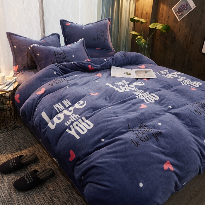 91家纺网 家纺一手货源 找家纺 迷仙巢 2020新款160克法莱绒印花四件套 浪漫星空