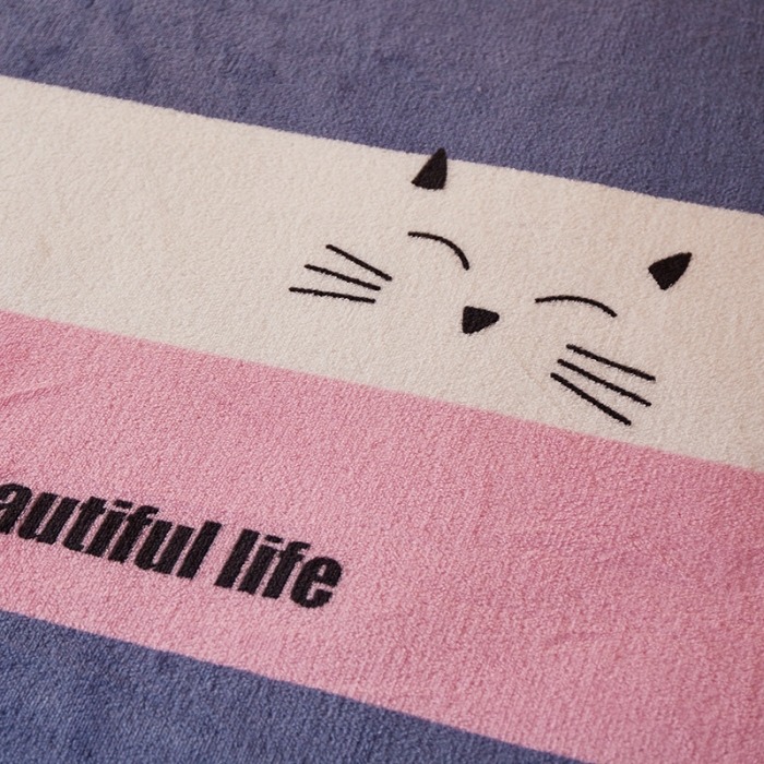 91家纺网 家纺一手货源 找家纺 迷仙巢 2020新款160克法莱绒印花四件套 猫咪爱