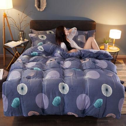 迷仙巢 2020新款160克法莱绒印花四件套 蒲公英