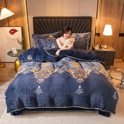 91家纺网 家纺一手货源 找家纺 迷仙巢 2020新款牛奶金貂绒四件套 典雅