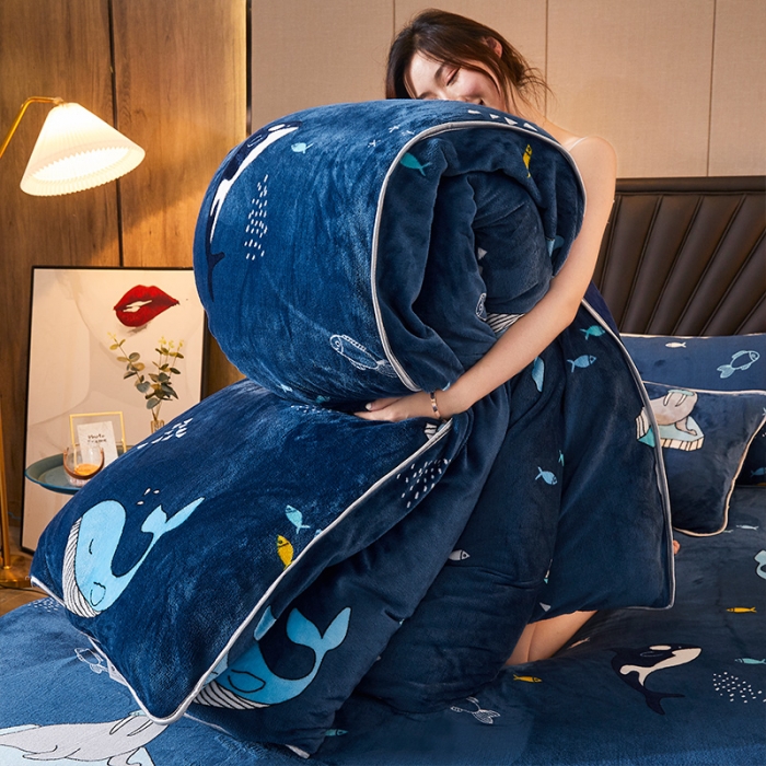 91家纺网 家纺一手货源 找家纺 迷仙巢 2020新款牛奶金貂绒四件套 海洋