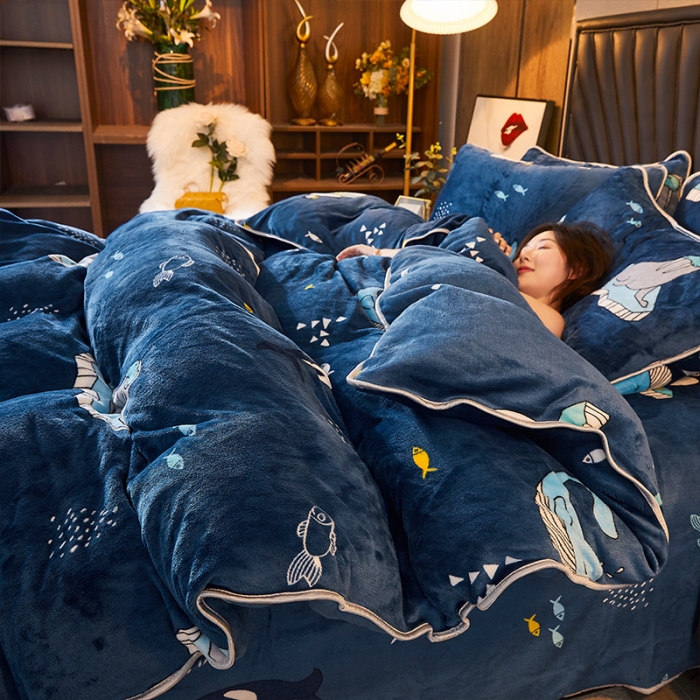 91家纺网 家纺一手货源 找家纺 迷仙巢 2020新款牛奶金貂绒四件套 海洋