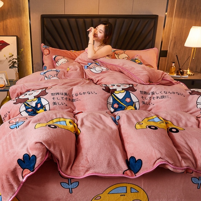 91家纺网 家纺一手货源 找家纺 迷仙巢 2020新款牛奶金貂绒四件套 青春