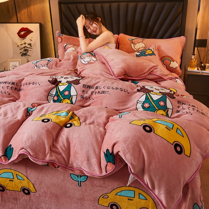 91家纺网 家纺一手货源 找家纺 迷仙巢 2020新款牛奶金貂绒四件套 青春