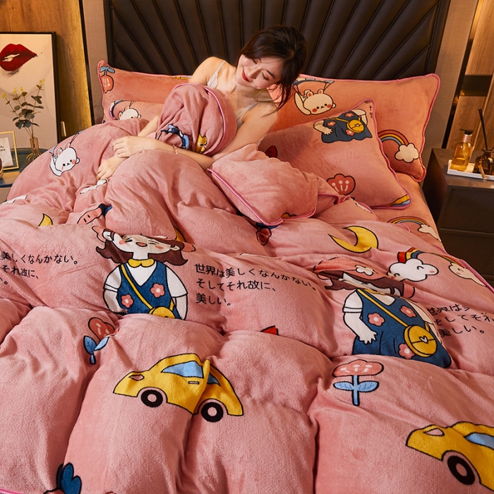 91家纺网 家纺一手货源 找家纺 迷仙巢 2020新款牛奶金貂绒四件套 青春