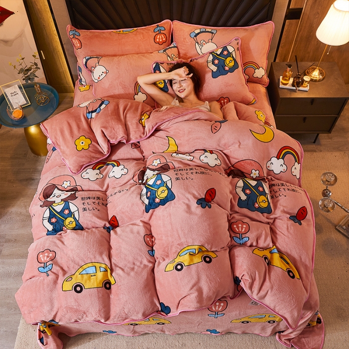 91家纺网 家纺一手货源 找家纺 迷仙巢 2020新款牛奶金貂绒四件套 青春