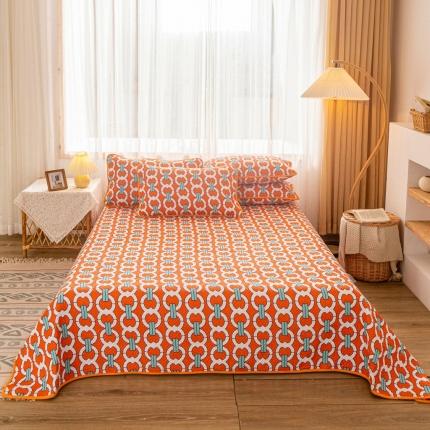 安美家家家纺 2020新款床盖三件套 韩国几何橘