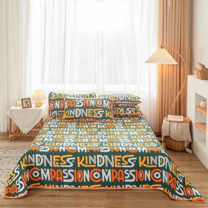 安美家家家纺 2020新款床盖三件套 字母绿