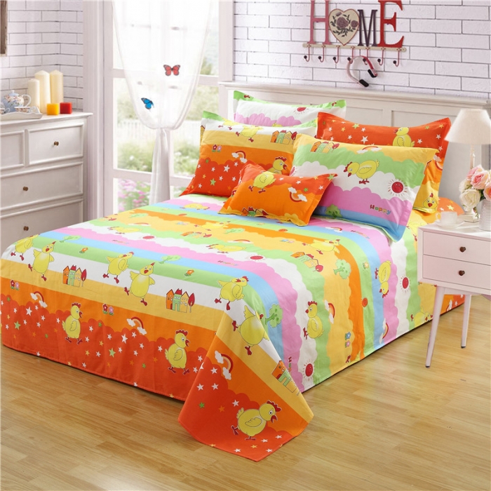 91家纺网 家纺一手货源 找家纺 雨萝家纺 2020新款12868全棉纯棉床单 彩虹牧场