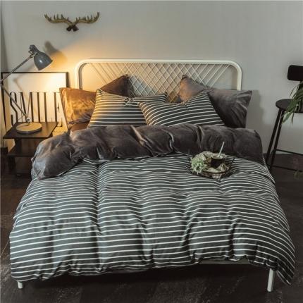 91家纺网 家纺一手货源 找家纺 艾佳 2025新款全棉棉加绒男士风宝宝水晶绒四件套 夜华