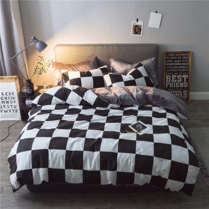 91家纺网 家纺一手货源 找家纺 艾佳 2025新款全棉棉加绒男士风宝宝水晶绒四件套米莱-深灰