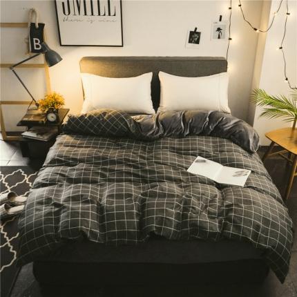 91家纺网 家纺一手货源 找家纺 艾佳 2025新款全棉棉加绒男士风宝宝水晶绒四件套 格调