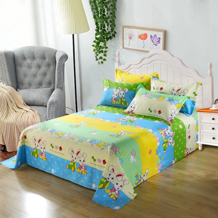 91家纺网 家纺一手货源 找家纺 雨萝家纺 2020新款12868全棉纯棉床单 星月兔