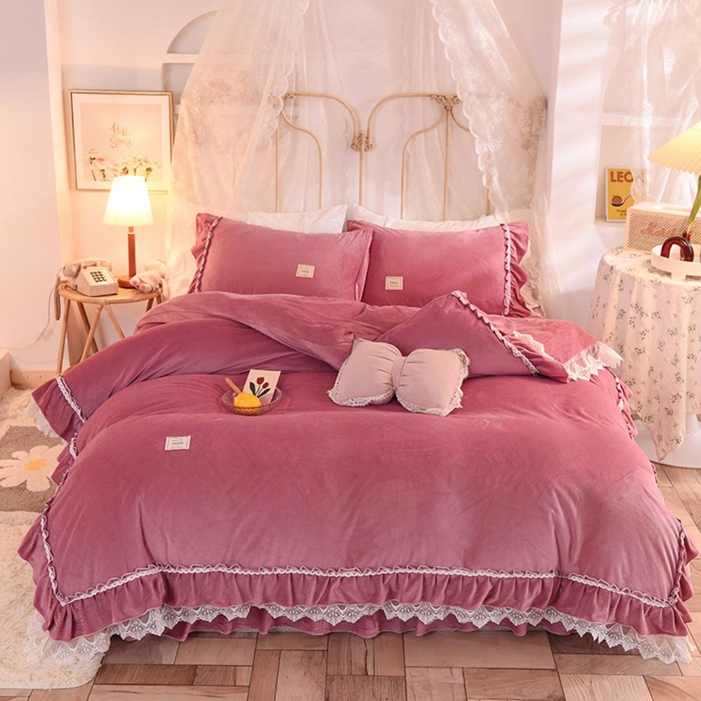 91家纺网 家纺一手货源 找家纺 艾米家居 2020新款缇娜水晶绒四件套 豆沙