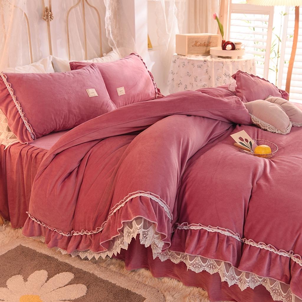 91家纺网 家纺一手货源 找家纺 艾米家居 2020新款缇娜水晶绒四件套 豆沙