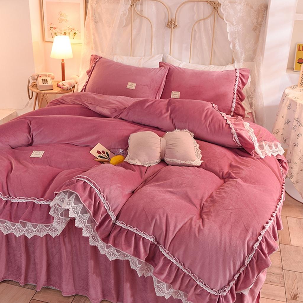 91家纺网 家纺一手货源 找家纺 艾米家居 2020新款缇娜水晶绒四件套 豆沙