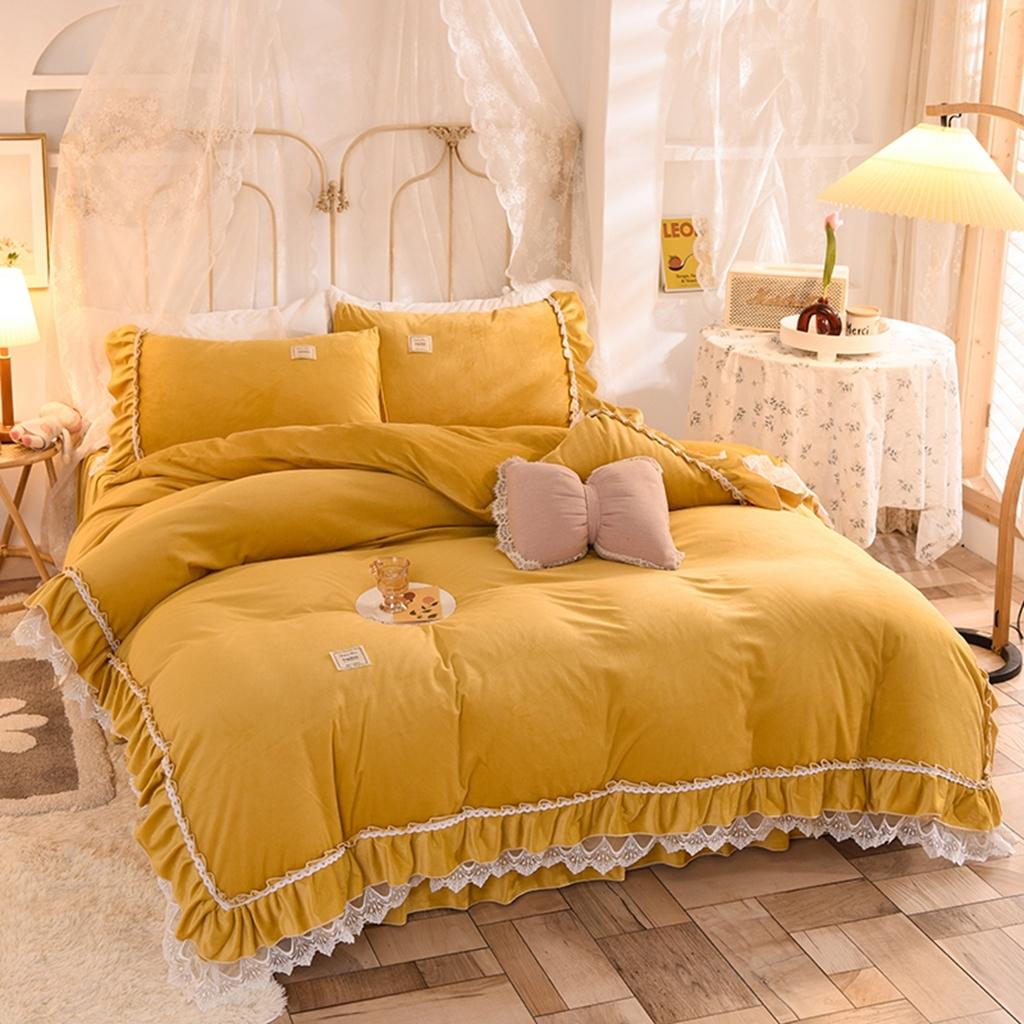 91家纺网 家纺一手货源 找家纺 艾米家居 2020新款缇娜水晶绒四件套 黄