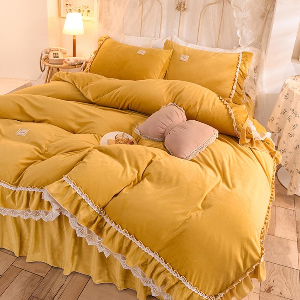 91家纺网 家纺一手货源 找家纺 艾米家居 2020新款缇娜水晶绒四件套 黄