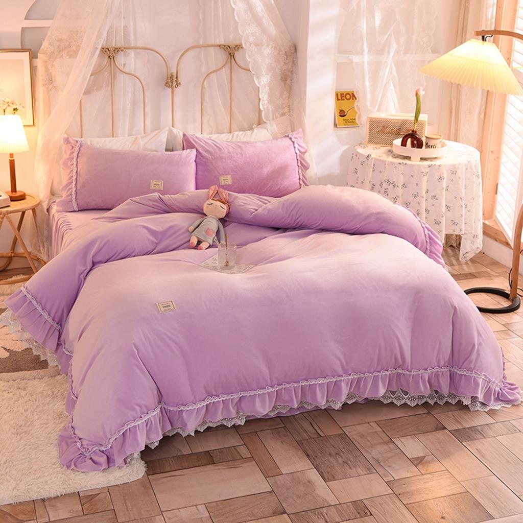 91家纺网 家纺一手货源 找家纺 艾米家居 2020新款缇娜水晶绒四件套 紫