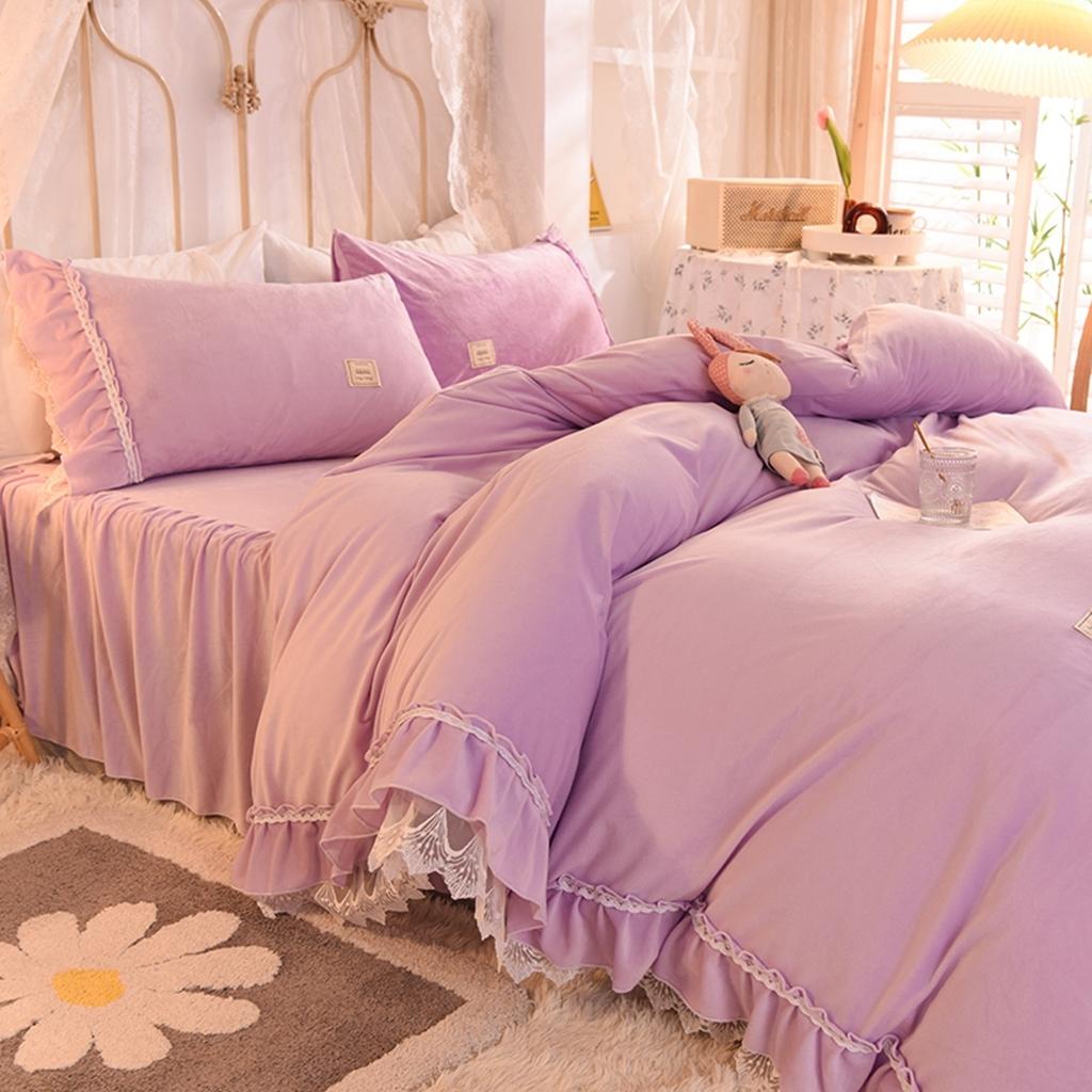 91家纺网 家纺一手货源 找家纺 艾米家居 2020新款缇娜水晶绒四件套 紫