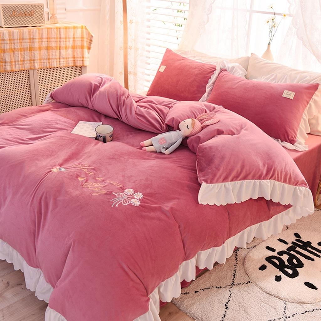 91家纺网 家纺一手货源 找家纺 艾米家居 2020新款水晶绒四件套美妙时光 豆沙