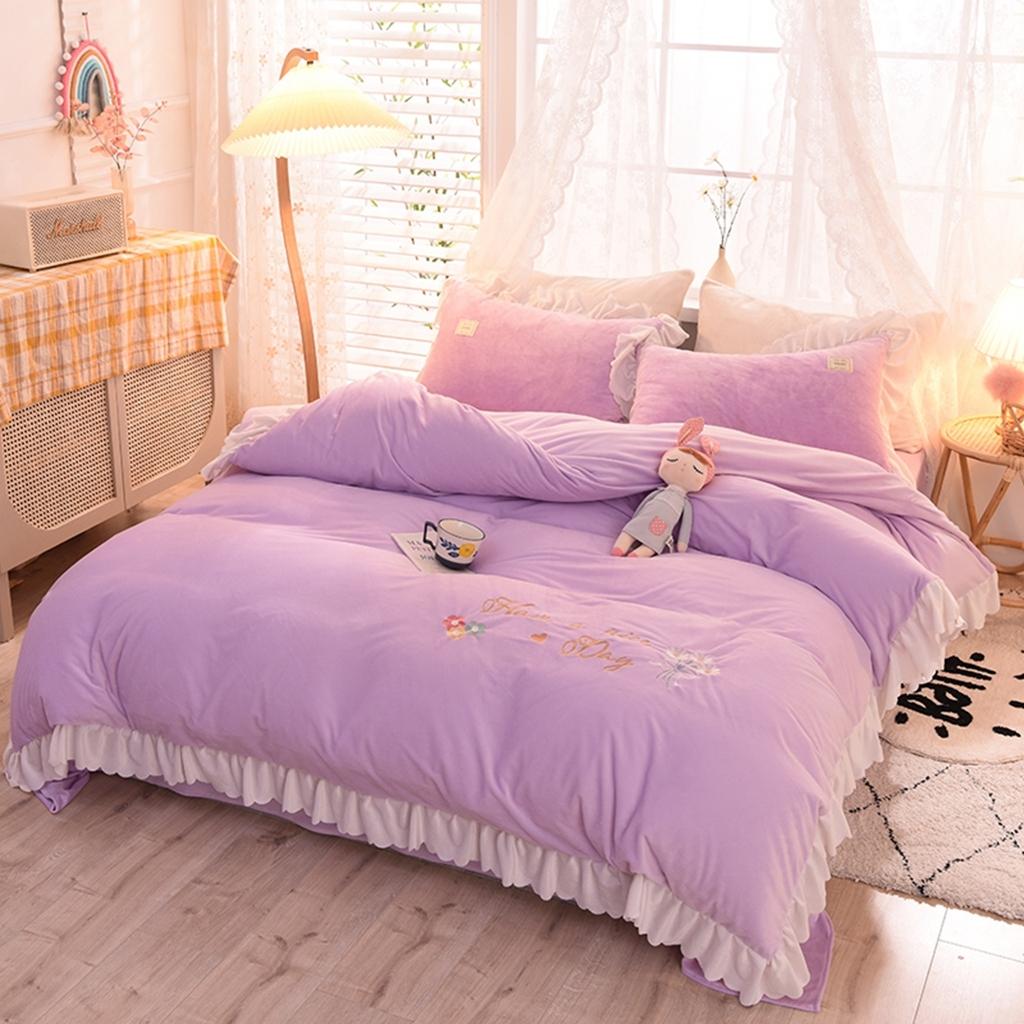 91家纺网 家纺一手货源 找家纺 艾米家居 2020新款水晶绒四件套美妙时光 紫