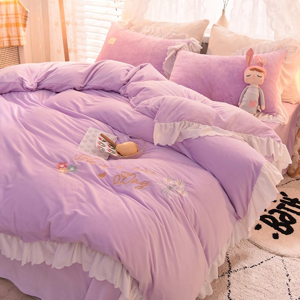 91家纺网 家纺一手货源 找家纺 艾米家居 2020新款水晶绒四件套美妙时光 紫