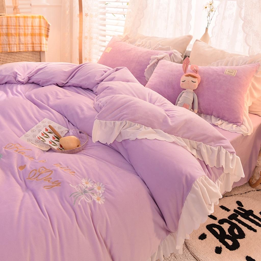 91家纺网 家纺一手货源 找家纺 艾米家居 2020新款水晶绒四件套美妙时光 紫