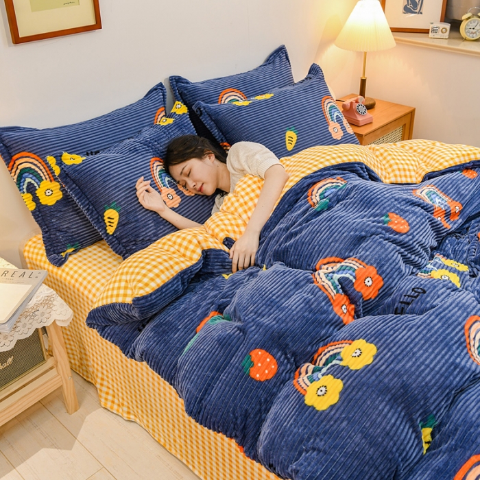 91家纺网 家纺一手货源 找家纺 佰亿莱 2024新款魔法绒四件套 彩虹桥